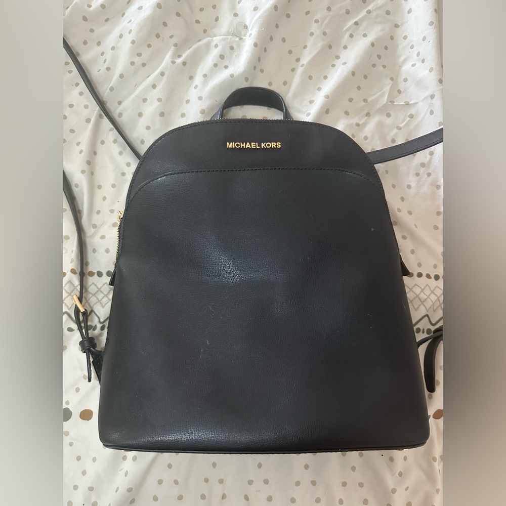 Michael Kors black leather backpack